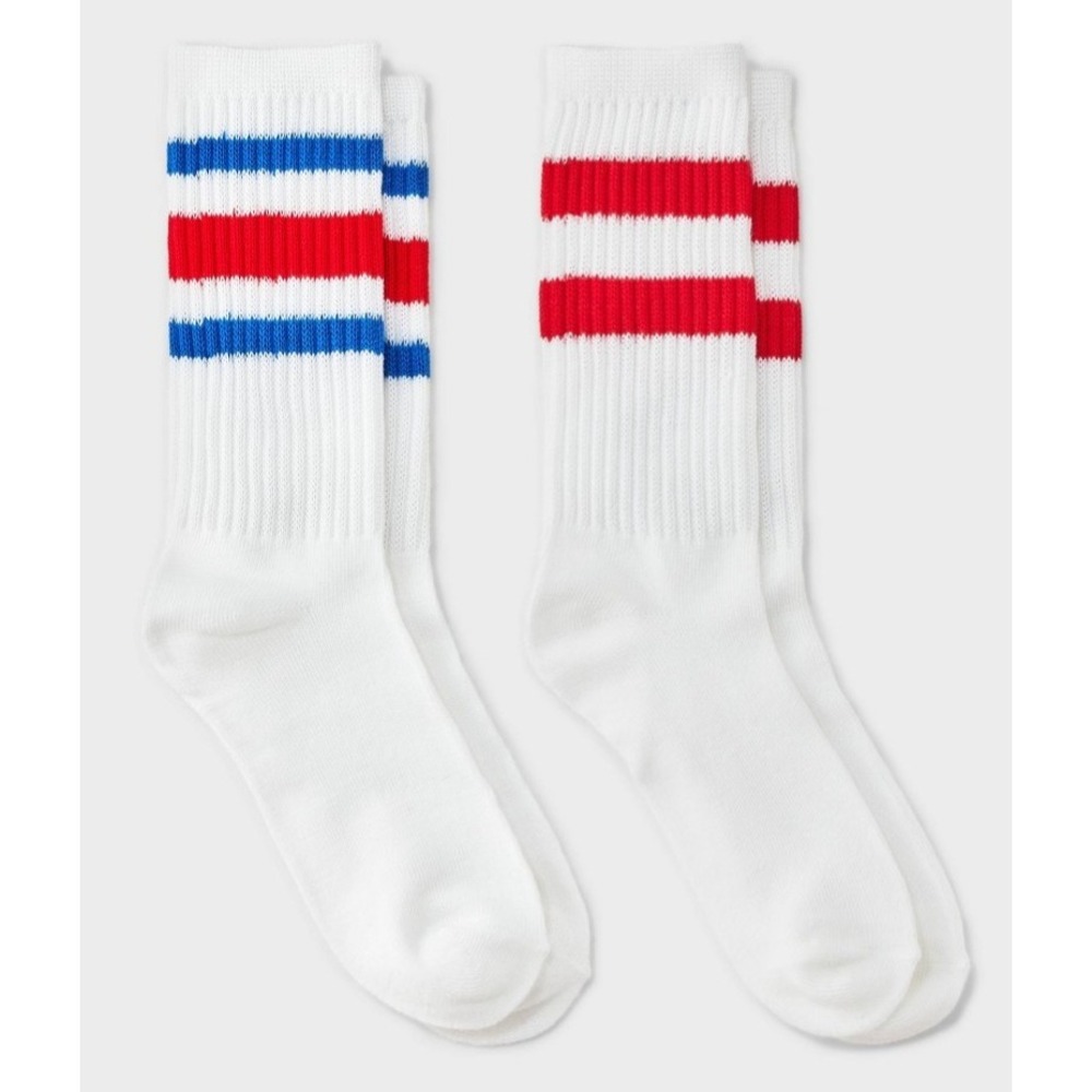 Art Class Girls 2 Pair striped Crew Socks Size S shoe size M 9-2.5
